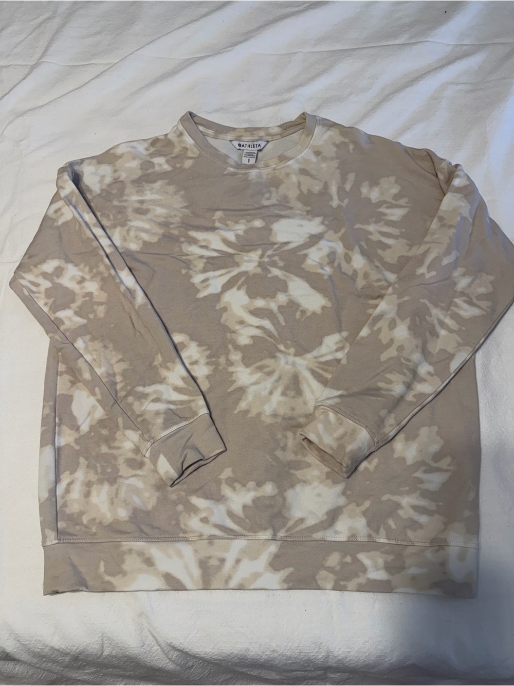 Athleya Tie-Dye Crewneck Sweatshirt - Beige White Size Small